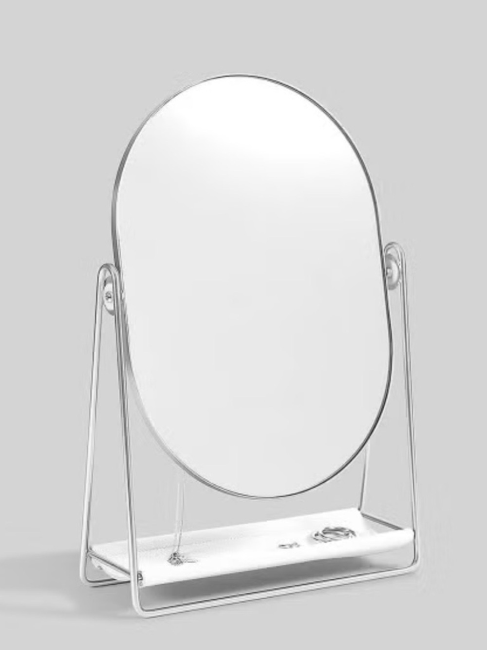 Stackers Jewelry Stand Mirror Organizer Adjustable Vanity Mirror w Hooks Tray